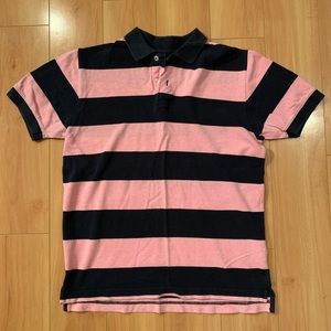 GAP pink and navy stripe shirt sleeve polo shirt